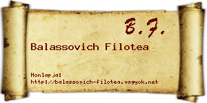 Balassovich Filotea névjegykártya